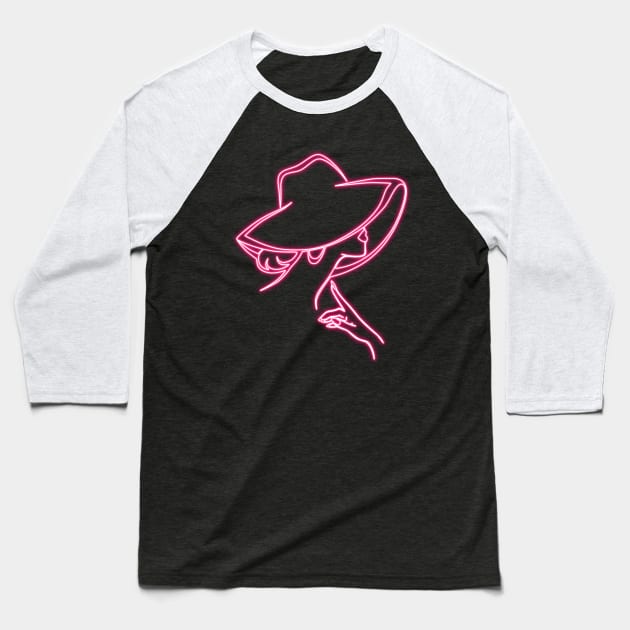 Pink Deco Art Deco Woman Fashion Baseball T-Shirt by la chataigne qui vole ⭐⭐⭐⭐⭐